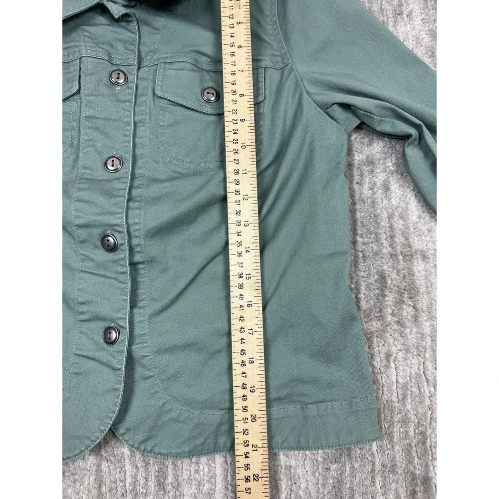 The Tog Shop Jacket Womens S Sage Green Button Front Cotton Stretch Utility Coat